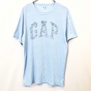 ギャップ GAP Tシャツ カットソー ロゴ プリント 柔らかい生地感 丸首 半袖 綿×ポリエステル×レーヨン XS ヘザーブルー 杢青 メンズ 男性