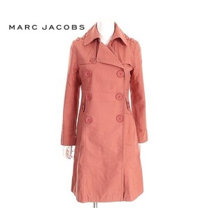 A5797/ベルト欠品 美品 秋冬 MARC JACOBS マークジェイコブス コットン スナップボタン ロング 膝丈 トレンチコート 4 ピンク/レディース