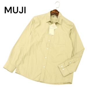 【新品 未使用】 MUJI 無印良品 通年 長袖 ノンアイロン オーガニックコットン★ シャツ Sz.M　メンズ　C4T01268_2#C