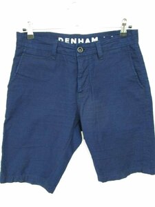 【送料無料】 DENHAM デンハム 【メンズ】 ショートパンツ・ハーフパンツ ネイビー 紺 無地 コットン リネン 膝上 size29インチ/949408