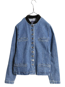 90s OLD GAP スタンドカラー デニム ジャケット レディース S /90年代 オールド ギャップ ハイネック 襟ベロア ブルゾン テーラード ドレス