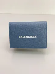 BALENCIAGA 3つ折り財布 レザー ブルー メンズ CASH ミニウォレット