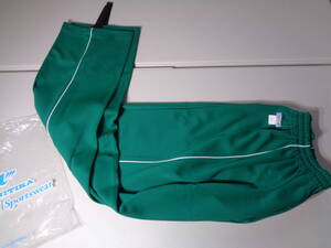 ７L 　●big size ●　 green●white　　● UNITIKA　ジャージ　パンツ　保管品●レトロ　体操品　運動着