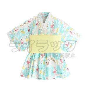 【130cm】浴衣 子供 女の子 兵児帯2点セット 子供服 ベビー キッズ 夏祭り 夏 和装 ゆかた 子ども こどもゆかた 帯セット ワンピース