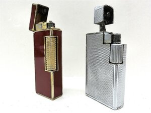 キングラム[19]dunhill ダンヒル ライター ビンテージ シルバー・ボルドー×ゴールド 喫煙グッズ ジャンク 2ま点とめ １円～@C873 S