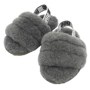 UGG KIDS アグ キッズ FLUFF YEAH SLIDE フラッフ イヤー スライド サンダル JP15サイズ グレー 新古品 aq9786