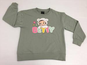 【再値下げ！即決！未使用・タグ付き！】★Betty Boop/ベティブープ★子供用　トレーナー　羊柄　ベティ　緑　150㎝　男女兼用　マスク付き