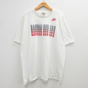 XL/古着 ナイキ NIKE 半袖 ビンテージ Tシャツ メンズ 00s MLB ボストンレッドソックス ワンポイントロゴ 大きいサイズ コットン クル