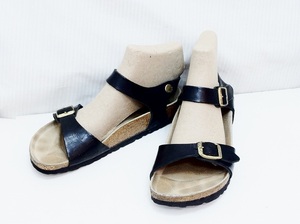 S*ビルケンシュトック BIRKENSTOCK アンクルストラップ　サンダル　エナメル 35 黒 kz4416194367