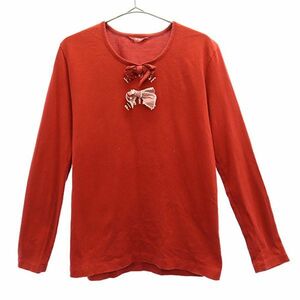 ピンクハウス ワンポイントロゴ 長袖 Tシャツ L レッド PINK HOUSE ロンT レディース