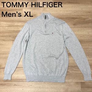 【送料無料】TOMMY HILFIGERハーフジップニット長袖セーター　グレー　メンズXLサイズ　トミーヒルフィガー