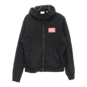 BURBERRY バーバリー LOGO LABEL ZIP HOODIE 8084354 ロゴプリント ラベルデザイン ジップアップパーカー フーディ ブラック