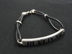 1円 TIFFANY＆Co ティファニー アトラスバー ニューメリック SV925×ラバー ブレスレット アクセサリー シルバー系×ブラック系 FD3385