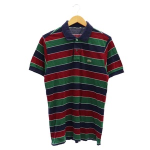 ラコステ LACOSTE CHEMISE 半袖ボーダーポロシャツ プルオーバー 4 紺 赤 緑 /HK ■OS ■SH メンズ