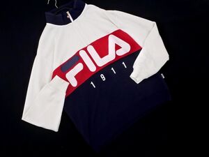 FILA フィラ ロゴ ハーフジップ プルオーバー カットソー sizeM/白x紺x赤 ◇■ ☆ eic3 メンズ