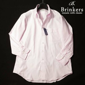 新品1円～★Brinkers ブリンカーズ 形態安定 綿100％ 長袖ボタンダウンシャツ L 41-78 ピンク ヘリンボーン 本物 ◆4279◆