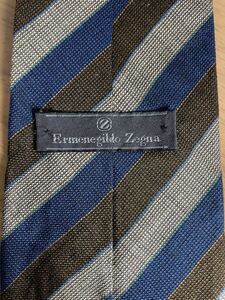 即決：vintage エルメネジルド・ゼニア Ermenegildo Zegna ネクタイ 薄手 春夏向き アズーロ エ マローネ シルク100% イタリア製