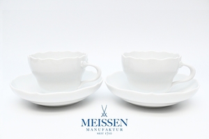 マイセン MEISSEN 白磁 ■ ノイエアウシュニット [カップ & ソーサー ] 2客 ■ Neuer Ausschnitt マイセン白磁器 ドイツ №9827■