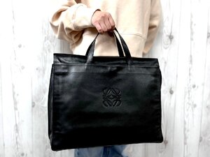 極美品 LOEWE ロエベ アナグラム トートバッグ ハンドバッグ バッグ レザー 黒 A4収納可 メンズ 78825