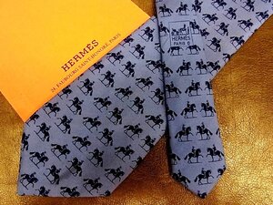 ★並品★4R01504【HERMES】エルメス「乗馬 馬 ウマ 動物 柄」ネクタイ