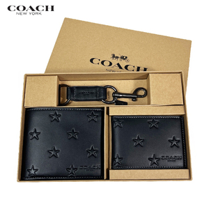 COACH コーチ 財布 二つ折り財布 パスケース キーリング ウォレット ギフト セット スター プリント レザー CW350 BOX付属 新作 新品