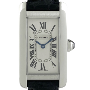 カルティエ CARTIER タンクアメリカン SM WSTA0016 腕時計 SS レザー クォーツ シルバー レディース 【中古】