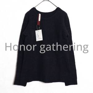 Honor gathering 新品 10AW ウール縮絨ニット セーター S オナーギャザリング ワッフル ウォッシュ メランジ クルーネック杢調 長袖 シャツ