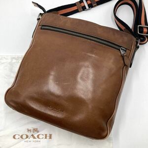 1円〜【入手困難品】コーチ COACH ショルダーバッグ サコッシュ ボディ レザー 本革 斜め掛け ヘリテージ ブラウン 茶色 メンズ ビジネス