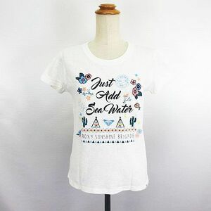 ロキシー ROXY Tシャツ カットソー 半袖 クルーネック ロゴ 刺繍 コットン S オフホワイト ※EKM レディース