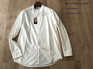 新品 COMME CA MEN コムサメン プレーディング2WAYストレッチ バンドカラーシャツ 01ホワイト Sサイズ 19II05 定価19,800円