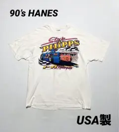 93年製 ビンテージ ヘインズ USA製 レーシング 両面プリントTシャツ