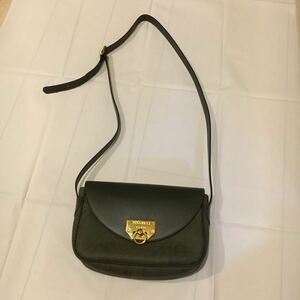 新品未使用 希少 レア イタリア製 NINA RICCI ニナリッチ ショルダーバッグ ロゴデザイン レザー PVCレザー ダークグリーン バッグ