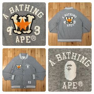 BAPESTA ワッペン スウェット スタジャン Sサイズ a bathing ape BAPE star sweat varsity jacket エイプ ベイプ アベイシングエイプ c8c