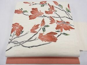 平和屋1■夏物　九寸名古屋帯　枝花文　麻　逸品　CAAE0847fb