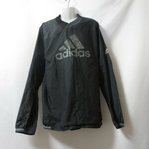 古着 ジュニア160cm相当 adidas/アディダス ピステ 裏地無し サッカー フットサル 練習着 長袖 ブラック AA6818