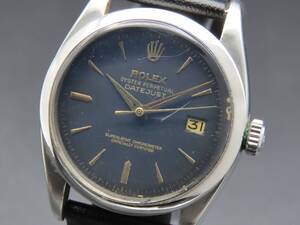 1円～! 稼動品 ROLEX ロレックス デイトジャスト 6605 15番 自動巻き Cal.1065 ブラックダイヤル ヴィンテージ メンズ腕時計 SSCLG2919