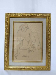 真作 木内克 1951年素描「裸婦」画寸24×33cm 茨城県出身 新樹会会員 ブールデルに師事 独自のテラコッタ技法に習熟 見事なデッサン力 3738