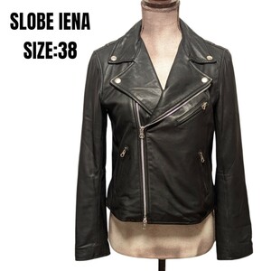 SLOBE IENA スローブイエナ ラムレザー ライダースジャケット ブラック　レディースジャケット　レザージャケット　レザーブルゾン