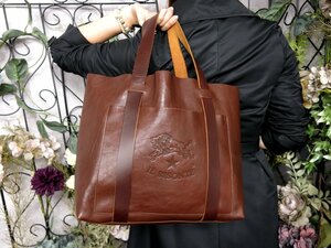 ●超美品●IL BISONTE イルビゾンテ●メンズ●バイソンロゴ●カーフ レザー 本革●トート バッグ●ブラウン●A4 収納 書類 かばん●Js51105