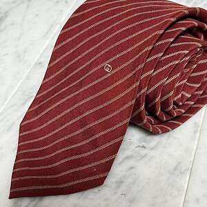 999円～ GUCCI ネクタイ ストライプ ワンポイントGGロゴ レッド (R2)