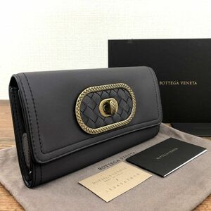 ☆送料無料☆ 未使用品 BOTTEGAVENETA 長財布 ラムスキン ダークブラウン 箱付き 282