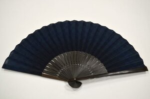 山笠 祭り 用品　粋　男物 扇子 上質　ネイビー 格子　シルク 竹　着物 浴衣 作務衣　sensu-016