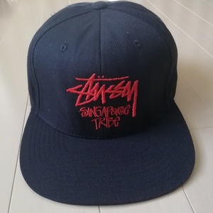 ★即決送込★日本未発売 STUSSY CAP 帽子 hat ステューシー シンガポール tribe skate surf 黒 black 赤 スナックバック old L xl