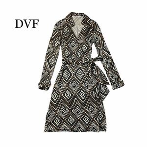 Diane von Furstenberg ダイアン フォン ファステンバーグラップワンピース ワンピース　0 総柄　ブラウン　茶色