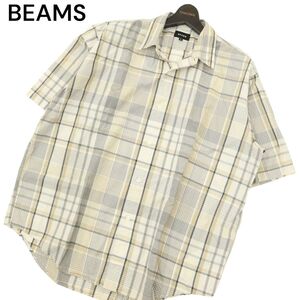 BEAMS ビームス 春夏 オーバーサイズ★ 半袖 イージー ミニレギュラー ビッグ チェック シャツSz.S　メンズ　A4T08138_7#A