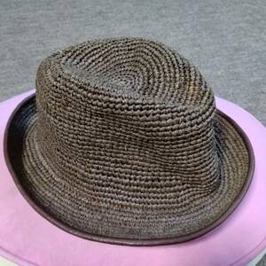 ラクダハット　RAKUDA HAT　中折れ帽子　Folder Raffia Hat 日本製 指定外繊維（天然草）１００％　一部　牛革　サイズM