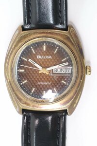 BULOVA ブローバ 自動巻き デイデイト SS ゴールドカラー メンズ 腕時計 社外ベルト 6205-HA