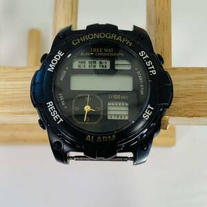 ⑤ 腕時計 クォーツ メンズ デジタル アナログCHRONOGRAPH FREE WAY CN85-BP811 9850551 ブラック ベルトなし