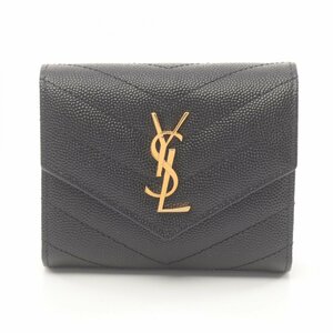 サンローラン カサンドラ マルチ フォールド ブランドオフ SAINT LAURENT レザー 三つ折り長財布 カーフ レデ