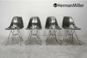 724 極美品 HermanMiller(ハーマンミラー) イームズ ファイバーグラスサイドシェルチェア ワイヤーベース DFSR4脚セット ブラック 46.6万